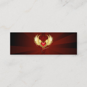 Carte D'appel Coeur rouge avec ailes d'or