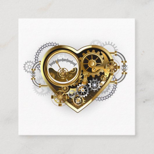 Carte D'appel Cœur Steampunk avec un Manomètre (Devant)