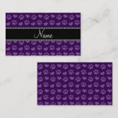 Carte D'appel Coeurs pourpres et empreintes de pattes nommés (Devant / Derrière)