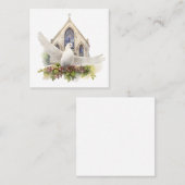 Carte D'appel Colombe blanche avec église (Devant / Derrière)