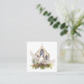 Carte D'appel Colombe blanche avec église (Debout devant)