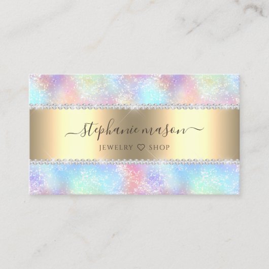 Carte D'appel Coloré Pastel Holographique Parties scintillant Di (Devant)