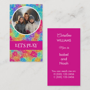 Carte D'appel Colorful floral Maman to photo rose Jouons