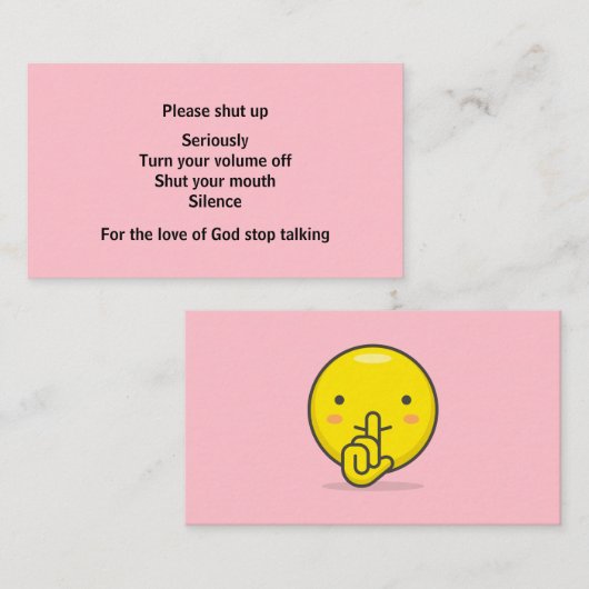 Carte D'appel Communication directe pour les bavards excessifs (Devant / Derrière)