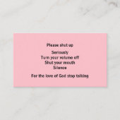 Carte D'appel Communication directe pour les bavards excessifs (Devant)