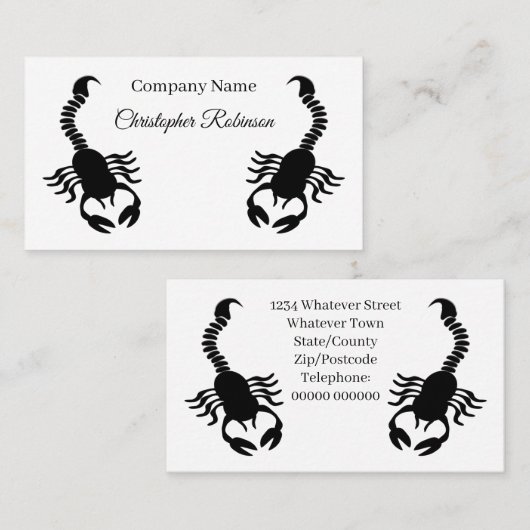 Carte D'appel Conception de scorpion noir (Devant / Derrière)