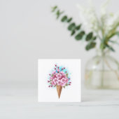 Carte D'appel Cône rose Sakura crème glacée gaufre (Debout devant)