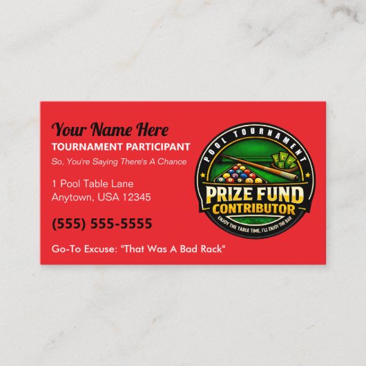 Carte D'appel Contributeur drôle au fonds de prix du tournoi de (Devant)