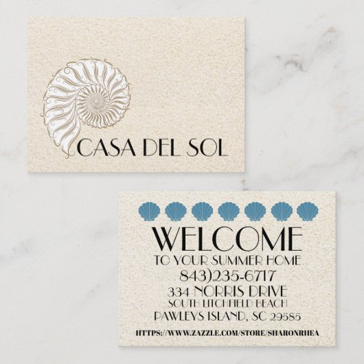 Carte d'appel coquille élégante / Contacts / Affai (Devant / Derrière)