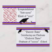 Carte D'appel Couleurs de l'école Purple & Gold cadre de graduat (Devant / Derrière)