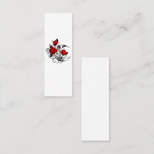 Carte D'appel Croissant mécanique avec roses rouges (Devant / Derrière)