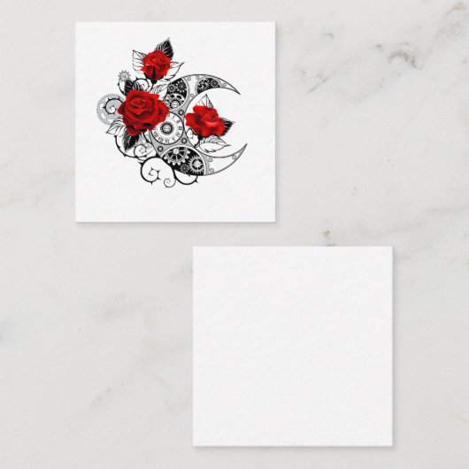 Carte D'appel Croissant mécanique avec roses rouges (Devant / Derrière)