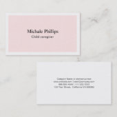 Carte D'appel Cuidadora infantile professionnelle élégante rosée (Devant / Derrière)