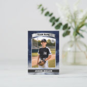 Carte D'appel Custom Baseball Trading Card, Blue Silver Stadium (Debout devant)