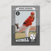 Carte D'appel Custom Baseball Trading Card, Gray Retro Player (Devant)