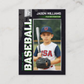 Carte D'appel Custom Baseball Trading Card, Green Power Player (Devant)