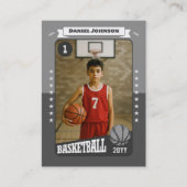 Carte D'appel Custom Basketball Trading Card, Gray Retro Player (Devant)