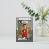 Carte D'appel Custom Basketball Trading Card, Gray Retro Player (Debout devant)