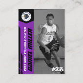 Carte D'appel Custom Basketball Trading Card, Purple MVP Card (Devant)