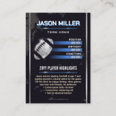 Carte D'appel Custom Football Trading Card, Blue Power Player (Dos)