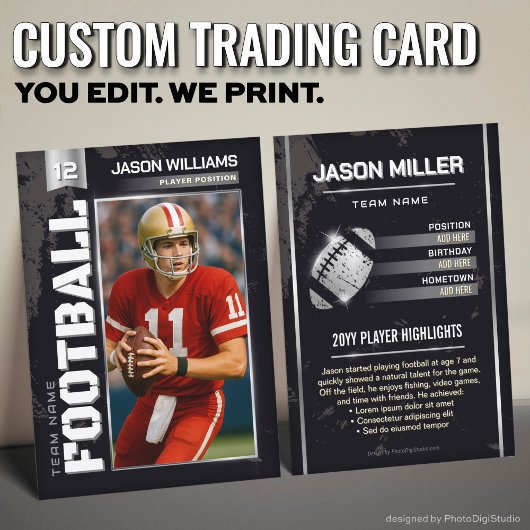 Carte D'appel Custom Football Trading Card, Silver Power Player