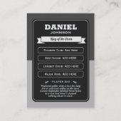 Carte D'appel Custom Golf Trading Card, Personalized Golfer Card (Dos)