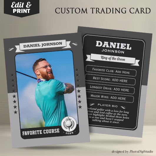 Carte D'appel Custom Golf Trading Card, Personalized Golfer Card