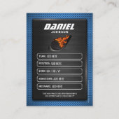 Carte D'appel Custom Hockey Trading Card, Blue Graphite Player (Dos)