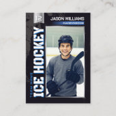 Carte D'appel Custom Hockey Trading Card, Blue Power Player (Devant)