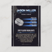 Carte D'appel Custom Hockey Trading Card, Blue Power Player (Dos)