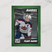 Carte D'appel Custom Hockey Trading Card, Green Graphite Player (Devant)