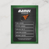 Carte D'appel Custom Hockey Trading Card, Green Graphite Player (Dos)