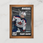 Carte D'appel Custom Hockey Trading Card, Orange Graphite Player (Devant)