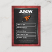 Carte D'appel Custom Hockey Trading Card, Red Graphite Player (Dos)