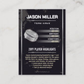 Carte D'appel Custom Hockey Trading Card, Silver Power Player (Dos)