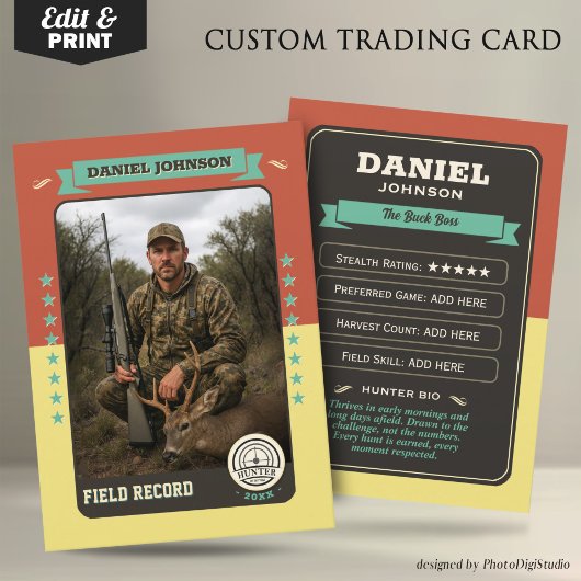 Carte D'appel Custom Hunter Trading Card, Hunting Gifts Hunter