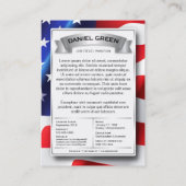 Carte D'appel Custom Public Service Trading Card, American Flag (Dos)