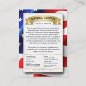 Carte D'appel Custom Public Service Trading Card, American Flag  (Dos)