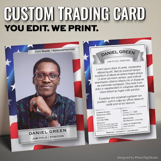 Carte D'appel Custom Public Service Trading Card, American Flag