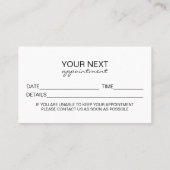 Carte D'appel Custom Salon Appointment Card Template (Dos)
