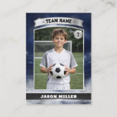 Carte D'appel Custom Soccer Trading Card, Blue Silver Stadium (Devant)