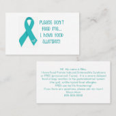 Carte D'appel Customisez votre propre allergie alimentaire (Devant / Derrière)