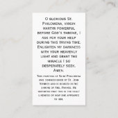 Carte D'appel Customizable St. Philomena Prayer Card (Dos)