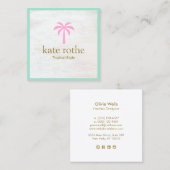 Carte D'appel Cute Tropical Palm Tree Rose Blanc Bois Appelant C (Devant / Derrière)
