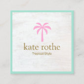 Carte D'appel Cute Tropical Palm Tree Rose Blanc Bois Appelant C (Devant)
