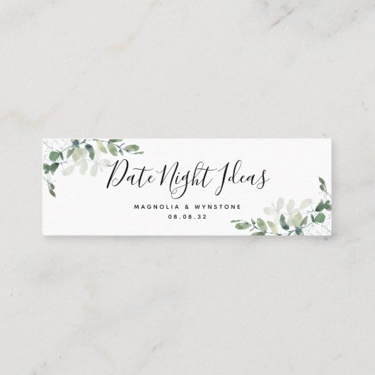 Carte D'appel Date Night Ideas Eucalyptus Mariage Fête des marié (Dos)
