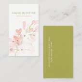 Carte D'appel De Belles fleurs roses d'aquarelle douce (Devant / Derrière)
