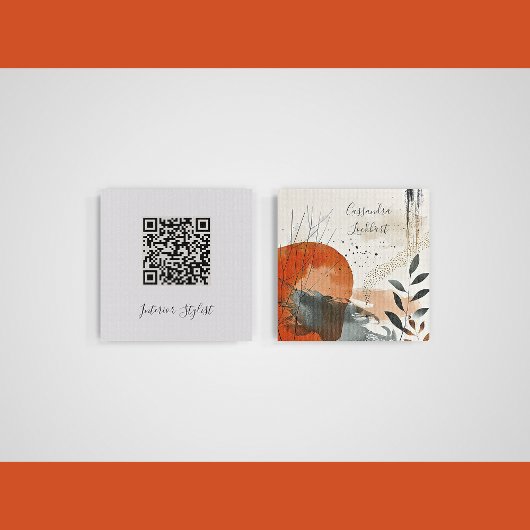 Carte d'appel de code QR Abstraite Boho Landscape
