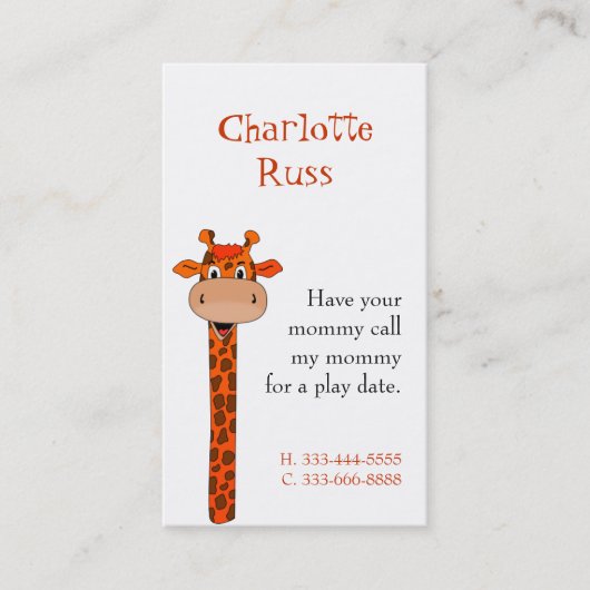 Carte d'appel de la Girafe (Devant)