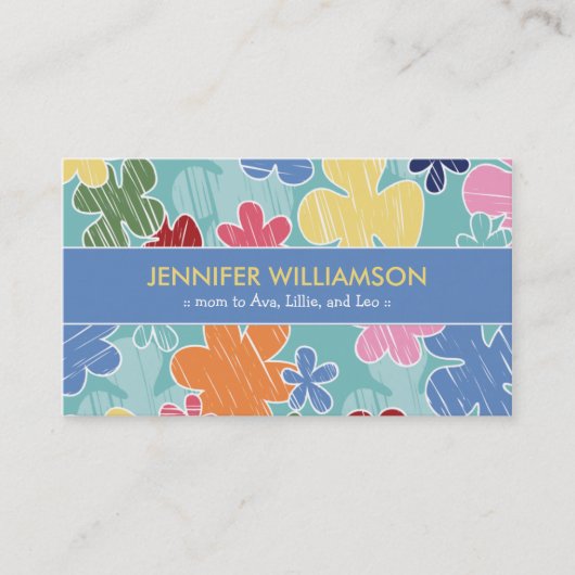 Carte d'appel de la maman Crayon Sketch (bleu) (Devant)